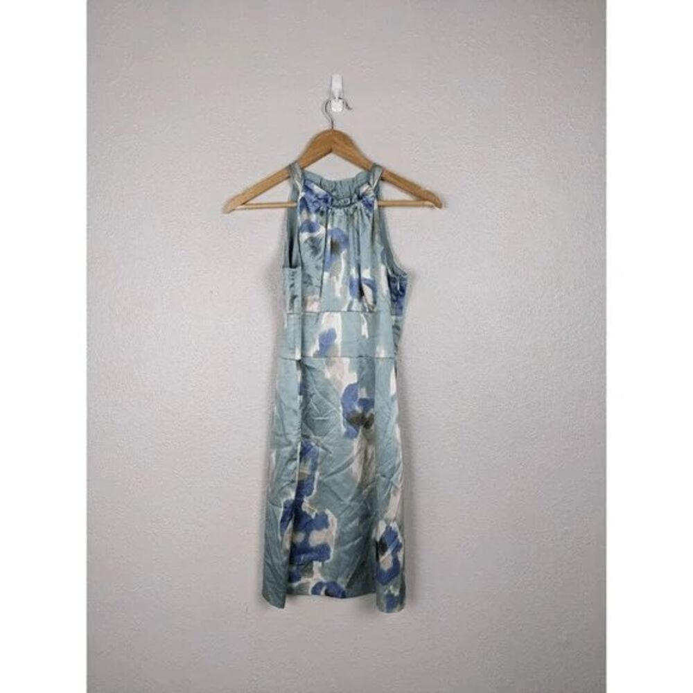 Ann Taylor 2 Petite Blue Green Silk Strappy Sleeveless Dress